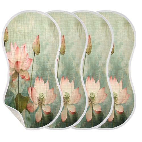 Beautiful Lotus Burp Cloths Cotton Baby Washcloths,Large 22x11in Burping Cloth Absorbent and Soft for Newborn Baby Boys and Girls,1 Pack3