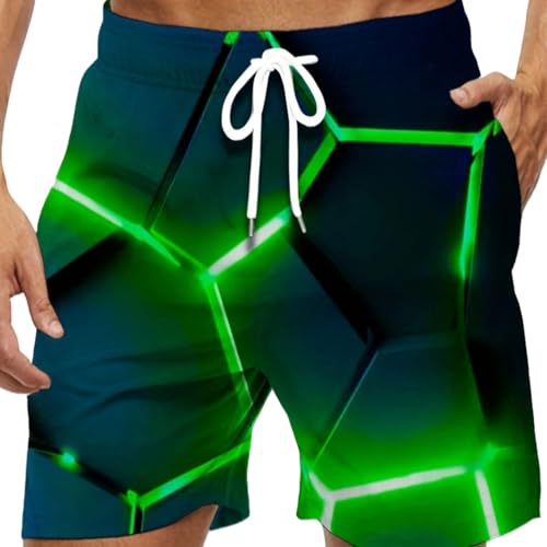 Quick Dry Men's Swim Trunks Hawaiian Board Shorts Lined Beach Shorts with Pockets Black