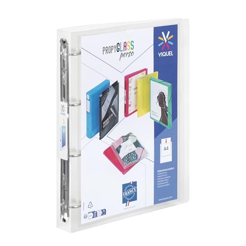 Viquel - Viquel - Classeur souple en plastique 4 anneaux - Classeur personnalisable dos 3,5 cm - Etiquette d'identification - Format A4 - Qualité supérieure - Fabriqué en France - Incolore Translucide