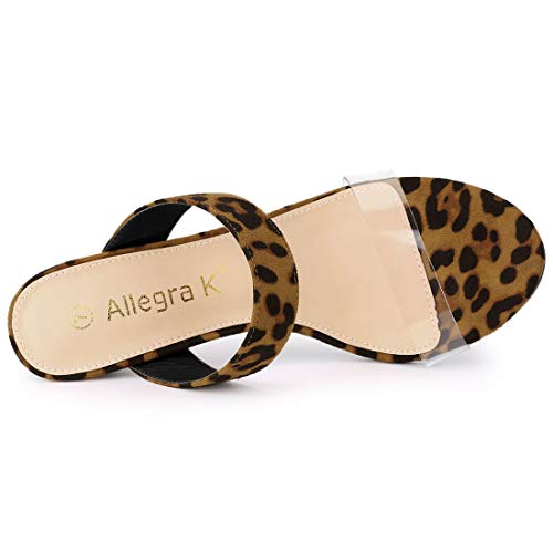 Allegra K Women's Clear Strap Stiletto Heel Leopard Slides Sandals - 7 M Us #TOP4