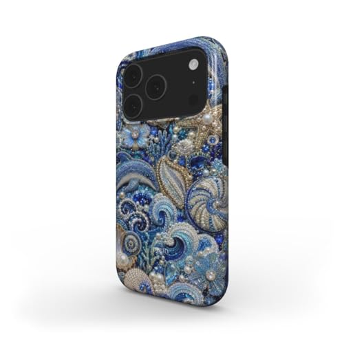 Coque iPhone 17 Air Athena double couche avec bijou perles bleues - 2