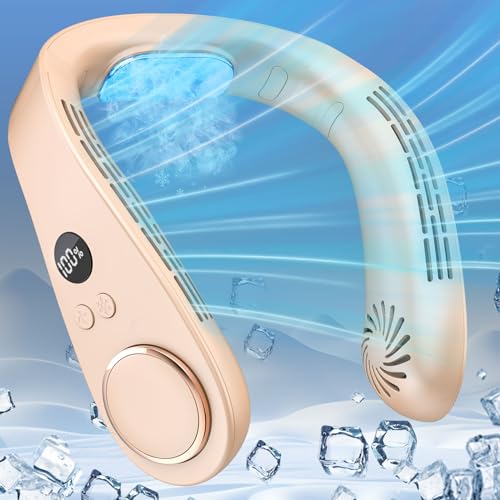 Neck Cooler for Hot Weather,Neck Fan Rechargeable Battery AC Unit,Personal Neckband Wear Wireless Cool Plates Fans Fast Charging Conditioning,Soundless Best Neck Fan for Walk Travel Airplane