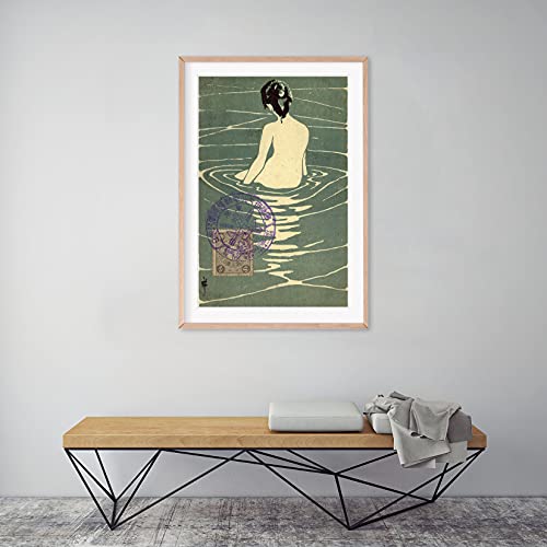 Female Nude Seated in Water 1907 Japanese Print