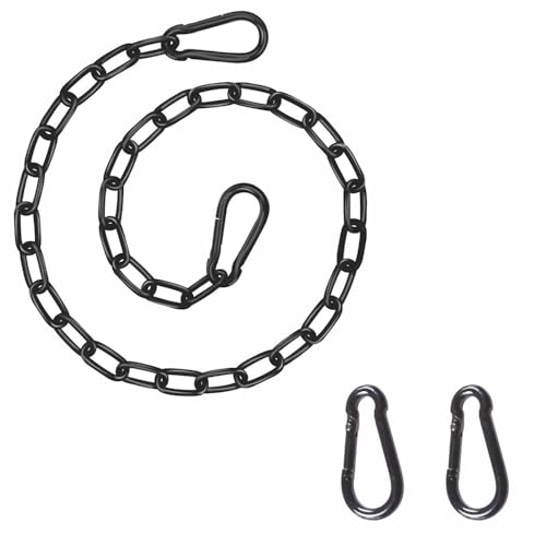 tooloflife Chaîne de suspension robuste de 20 cm, maillons d'extension en fer noir avec double mousqueton, pour balancelle de jardin, sac de frappe, pare-soleil extérieur, matériel de fixation de
