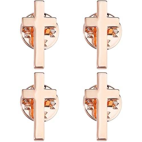 Broches en forme de croix en laiton or rose, accessoires élégants de 20 x 10 mm, lot de 4