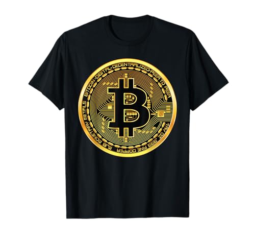 Bitcoin Crypto Currency BTC Block Chain Techie Gold Coin T-Shirt Small