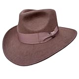 Wool Felt Men's Crushable Safari Adventure Cowboy Fedora Outback Hat (XL Size) Brown