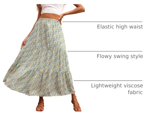 Image of KIRUNDO Maxi Skirts for Women Summer Boho Floral Long Skirt