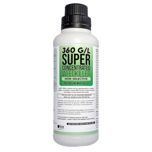 Elixir Gardens 360 g/l Glyphosate Deep Root-Killing Weed Killer (1 360g/l Super Concentrated 250ml Bottle)