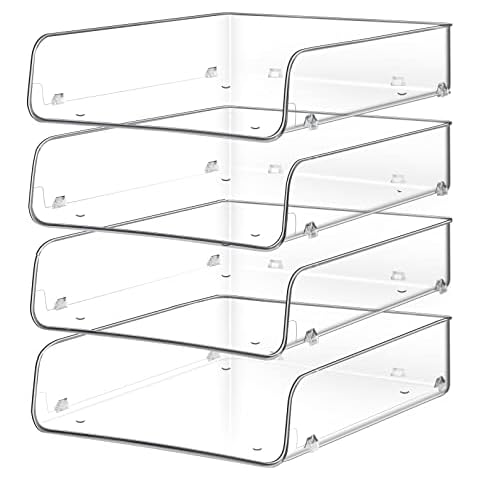 Lunmore Stackable Paper Trays, 4 Tier Desk File Organizer, Document Letter Tray for Office Supplies, Magazine Cover