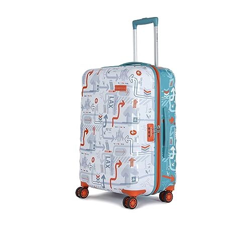 uppercase JFK Duo (Medium) 66cm | Hardsided Check-in Trolley Bag for travel |Eco Polycarbonate Luggage|Combination Lock|8 Spinner Wheel Suitcase for Men &Women|Dual Tone(White & Teal Blue)