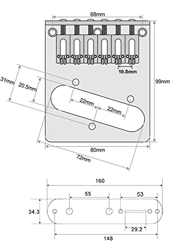 Tuoren 1 Set Telecaster Bridge Plate 3 Way Switch Control Plate Set With Carved Pattern Compatible With Fender Tele 6 String Electric Guitars Silver #TOP3