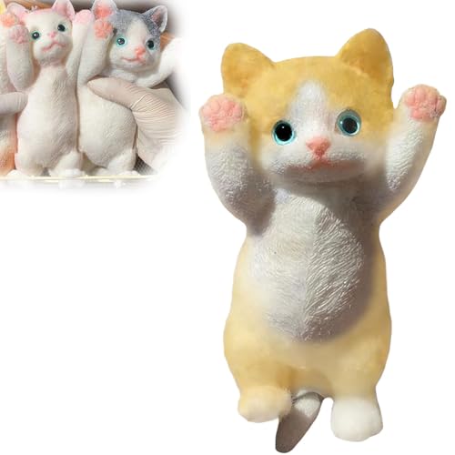GIUSOBG Juguete Antiestres 13cmx7cm Cat Squeeze Toys for ansiedad o relajació, Toy Squishy Gato Anti Estrés, Alivio del Estrés para Niños, Adultos y Oficina (Amarillo Crema)
