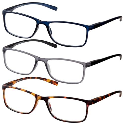Remaldi Essential Newports Reading Glasses, Darks, 1.5 (pack of 3)