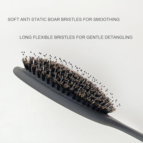 winmiya Paddle Hair Extension Brush Soft Boar Bristle Nylon Brush Detangler Hair Brush for Grooming Detangling Straightening Blowdrying and Refreshing Hair - Image 4