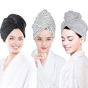 Laluztop 3 Pack Hair Towel Wrap for Women, Ultra Soft Hair Drying Towels, Anti-Frizz & Super Absorbent Hair Turban, Suitable for Curly, Long & Thick Hair