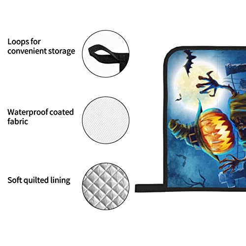 Funny Pumpkin Scarecrow Printed Oven Mitts And Pot Holders Heat Resistant Potholders Oven Gloves And Pad For Baking Kitchen Grilling - 4 Set #TOP6