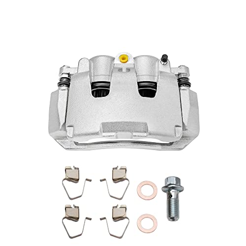 Image of Detroit Axle - Front Brake Kit for 2005-2008 Dodge Dakota 2006-2009 Mitsubishi Raider Drilled & Slotted Brake Rotors Disc Brakes Caliper w /Bracket 2007 Replacement