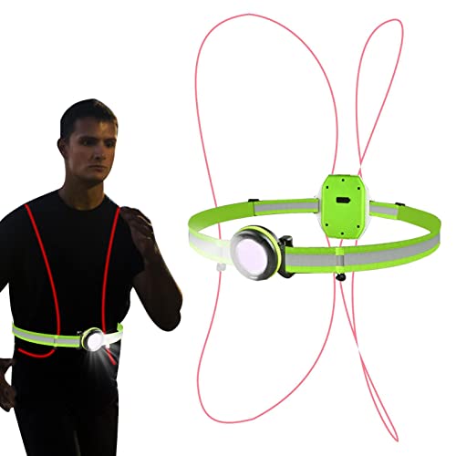 corrida refletivo LED – luz noturna ajustável com ângulo luz frontal com visibi360 graus, equipament