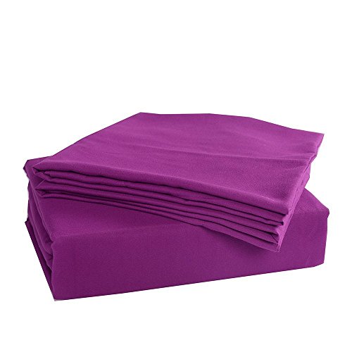 High Class 100% Egyptian Cotton American Stylish New Bed Sheet Set- 22" Deep Pocket Purple Solid -Unique Quality, (Queen) #TOP27