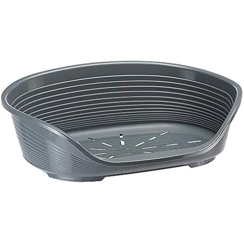 Ferplast Dog Bed, Plastic Dog Bed Large, Perforated Bottom, Anti-Slip, Comfortable Chin-Rest, Dark Grey, 82 x 59,5 x h25 cm Cover