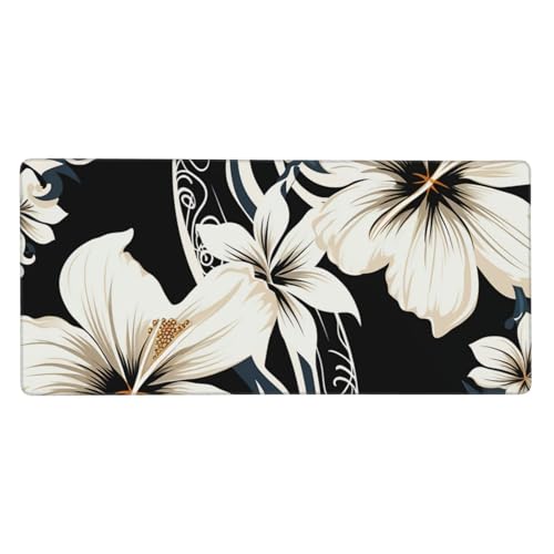 Tapis de souris de jeu xl à fleurs hawaïennes pour un bureau d'ordinateur stylé et ordonné