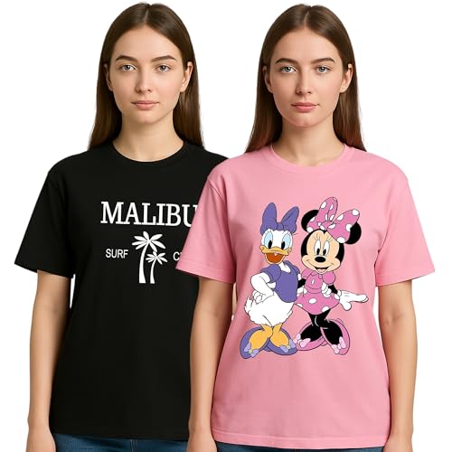 Image of My Swag Womens Half Sleeve Printed T-Shirts, Summer Wear, Typography Tshirts for Womens&Girls(Cotton, Pack of 2)