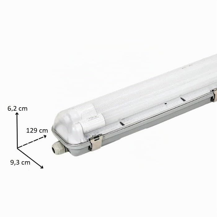 Kit de Réglette LED IP65 + 2 Tube Néon LED 120cm T8 18W - Pack de 6 / Blanc Neutre 4000K - 5500K