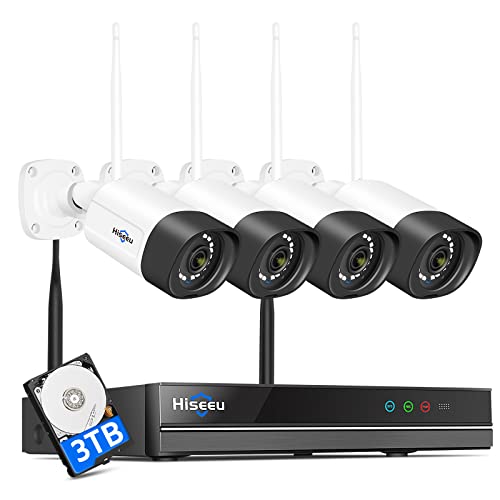 Image of Hiseeu WiFi Security Camera System,【5MP Spotlight, 3TB Hard Drive】 Power Cord Cameras,Extenable 16CH, Outdoor IP66 Waterproof,Color Night Vision, Motion Alert,24 /7 Time Record,Two Way Audio