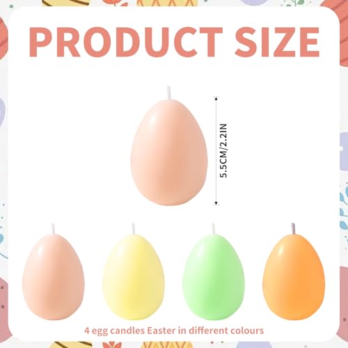 Osterkerzen Eiförmig - 4 Stück Bunte Eierkerzen Set In Eierschachtel, Modern Osterkerzen, Kerzen Ostern Für Osterdekoration & Ostergeschenke