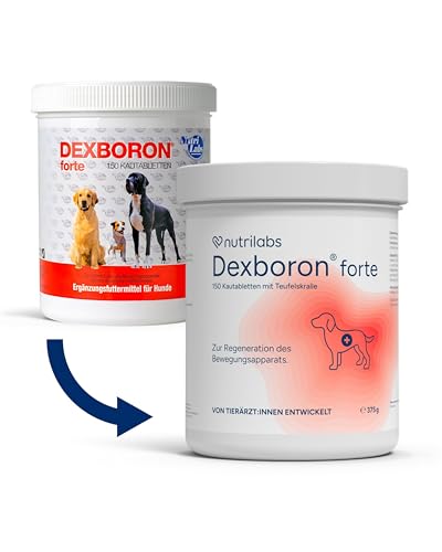 NutriLabs Dexboron forte Hunde Kautabletten 150 STK. - Tabletten mit Teufelskralle - Regenerationsmittel mit Weidenrinde, Weihrauchextrakt u.v.m.
