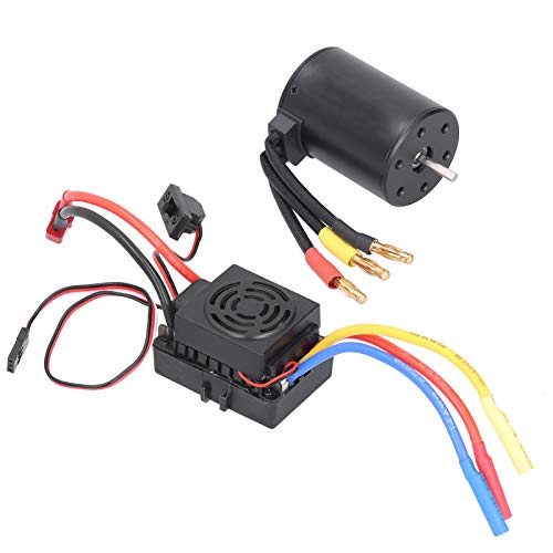Topyond Moteur sans balais 3, moteur sans balais 3650 et ESC 60 A pour voiture 1/10 RC, ESC étanche avec courant continu 60 A, compatible avec SCX10/4, kit de mise à...