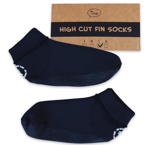 Ho Stevie! High Cut Fin Socks - Prevent Blisters, Super Comfy With Any Bodyboard, Bodysurf, or Swim Fins (L (Large))