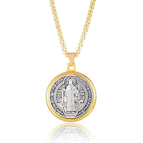 LiHan1028 1pcs Christian Saint Benedict Medal Pendant, Catholic Prayer and Peace Necklace Cover