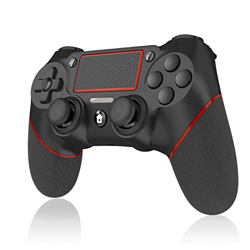 Famido Replacement for PS4 Controller, Controller Compatible with PS4/PS4 Slim/PS4 Pro, with Stereo Headset Jack/6-axis Motion Control (red)