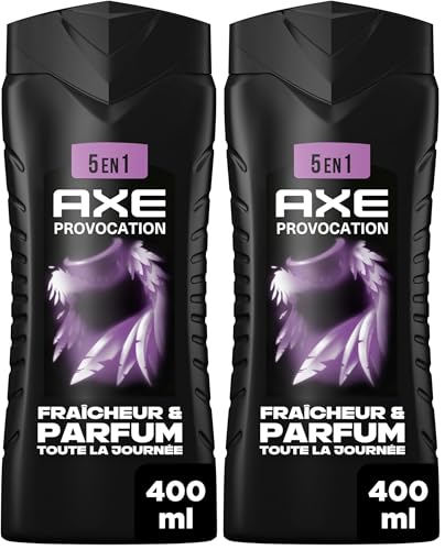 AXE - Gel Douche Homme 5en1 - Provocation - 24h Hydratant - 87% d'Ingrédients d'origine naturelle - Parfum noix de coco et poivre noir - 400ml (Lot de 2)