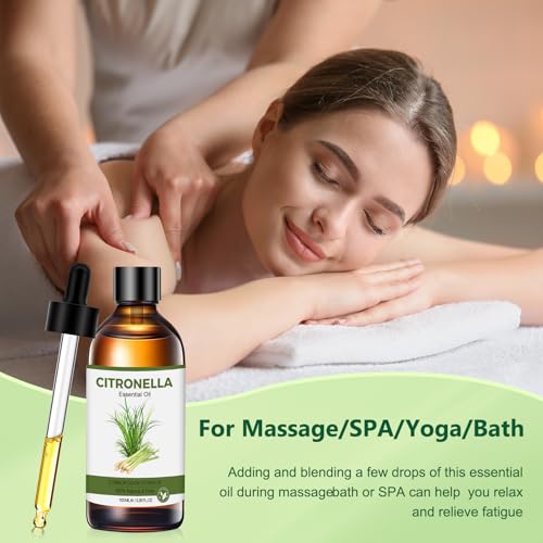 Citronella Öl 100 ml, Citronella Ätherisches Öl für Aroma Diffuser, Zitronengrasöl Aromatherapie Duftöl für Duftlampen, DIY, Massage, Seife, Kerzenherstellung, Geschenke für Frauen – Bild 5