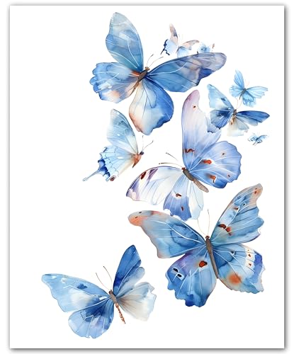 Cascade de papillons bleus poster décoration murale sans cadre salon