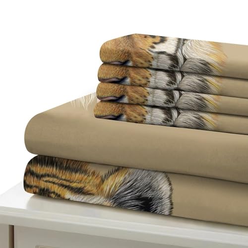 Housse de couette tigre 3D 200x200cm en microfibre avec taies - 7