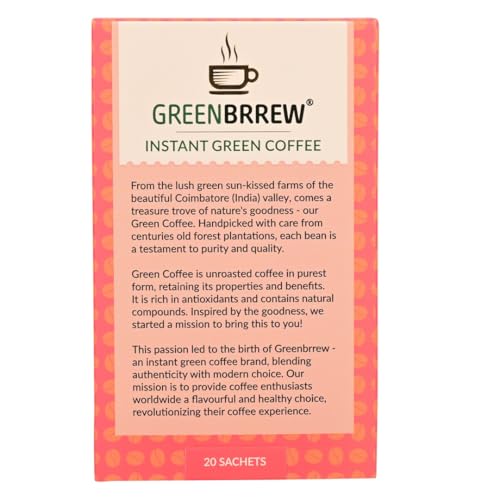 Greenbrrew Cappuccino Green | 100% Unroasted Coffee | Medium Blend | Social Friend | 20 Servings | 60g