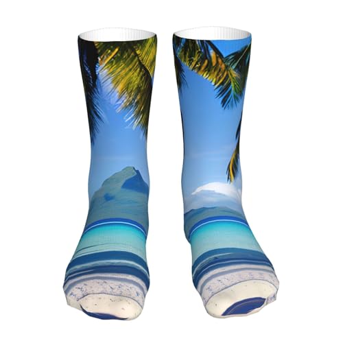 KLJnmbb Tahiti Beaches - Calcetines de tubo hasta la rodilla para hombre y mujer, cómodos, atléticos, uso diario, regalo, viajes, vacaciones