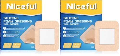 Niceful Silicone Foam Dressing 1.6" x 2", 20 Count