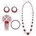 Set Accesorios Flamenca Sevillanas Rojo Topos Blancos (4 PCS)