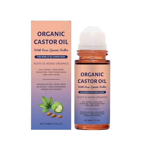 Organic Castor Oil with Rose Quartz Roll On Organic Castor Oil Rose Quartz Roller Bottle rganic astor Oils ose uartz Roller Ball Gently Nourishes Skin Natural Ingredients (1pcs)