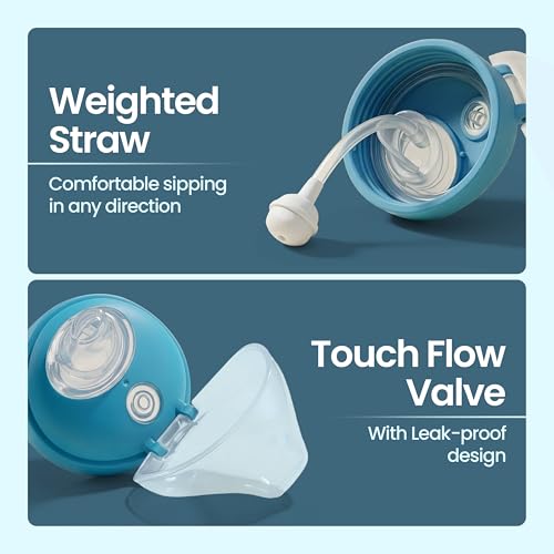 Image of LuvLap Star Anti Spill Spout Sipper for Kids with Twin Handles, 270 ml, Sippy Cups with Soft Silicone Spout and Weighted Straw, Water Bottle for Kids, Non-Toxic & BPA Free (Blue)