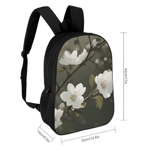 White Flowers Spring Backpack for Men Women, Heavy Duty Backpack Large Capacity, Durable Lightweight Travel Daypack2