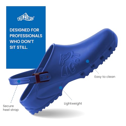 Image of CALZURO Lights Clogs - Italian Made Lightweight Work Shoes for Professionals - EVA Non Slip Clogs for Kitchen, Hospital, Garden, Restaurant - Machine Washable Side Ventilation - Men & Women