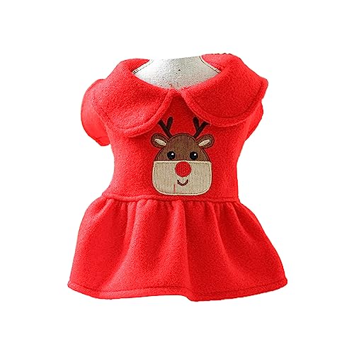 Loigohon 犬用クリスマスパーカー 大型犬 子犬対応 ? ゆったりデザインで快適 エルク柄ポリエステル素材 休日イベント向け (S,スカート)