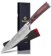 Sunnecko 5.5 Inch Small Chef Knife, High Carbon Stainless Steel Professional Utility Knife for Cu...