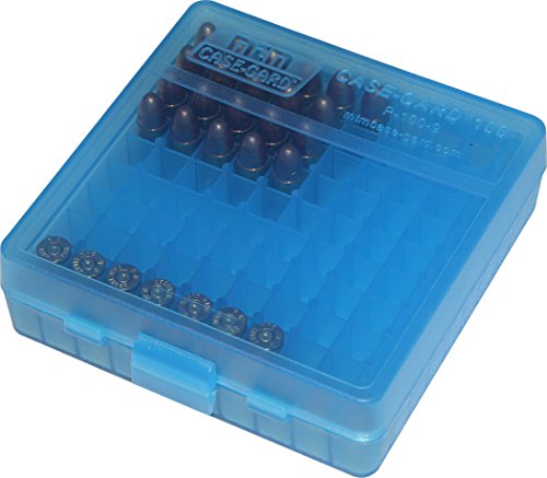 Mtm P-100-9-24 Ammo Box 100 Round Flip-Top 9Mm 380 Acp, Clear Blue #TOP3